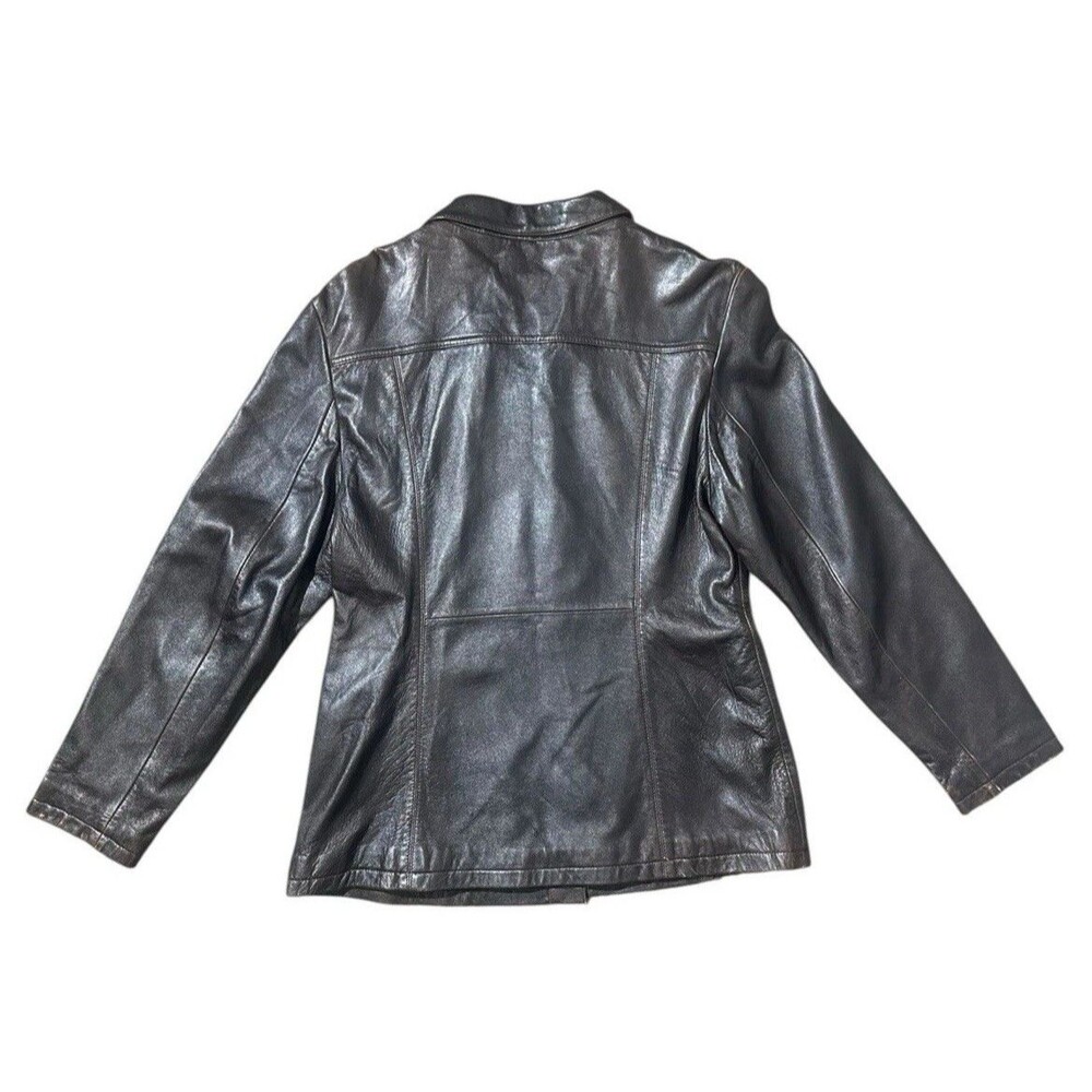 Vintage Wilsons Leather Maxima Women's Brown Genuine Leather Jacket XL Button Up - Picture 6 of 16
